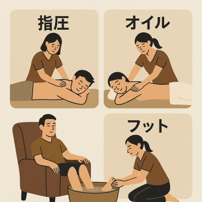 全身按摩要怎麼挑？新手必看的按摩風格比較指南 ／全身マッサージの選び方ガイド：初めての方におすすめのスタイル比較